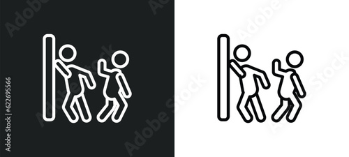 hide and seek outline icon in white and black colors. hide and seek flat vector icon from people collection for web, mobile apps ui.