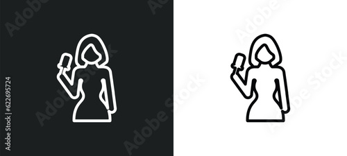 journalist woman talking about culture outline icon in white and black colors. journalist woman talking about culture flat vector icon from people collection for web, mobile apps and ui.