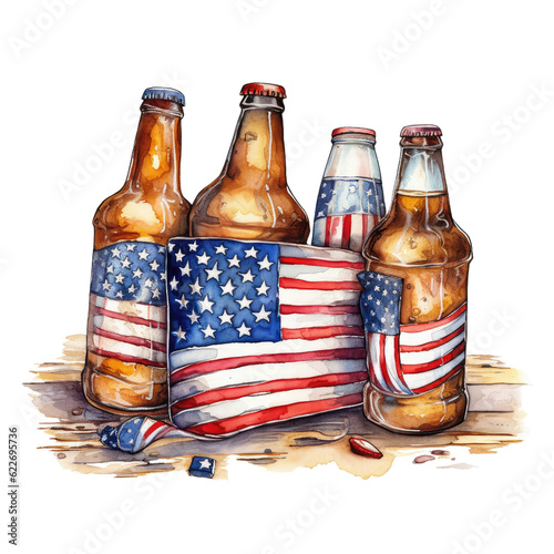 Beer Festival Brews Across America Watercolor Clipart Sublimation A Celebration of Craft Brews mug bottles america flag