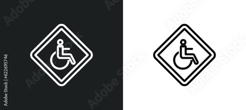 handicapped outline icon in white and black colors. handicapped flat vector icon from people collection for web, mobile apps and ui.