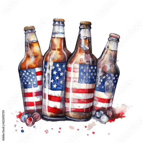 Beer Festival Brews Across America Watercolor Clipart Sublimation A Celebration of Craft Brews mug bottles america flag