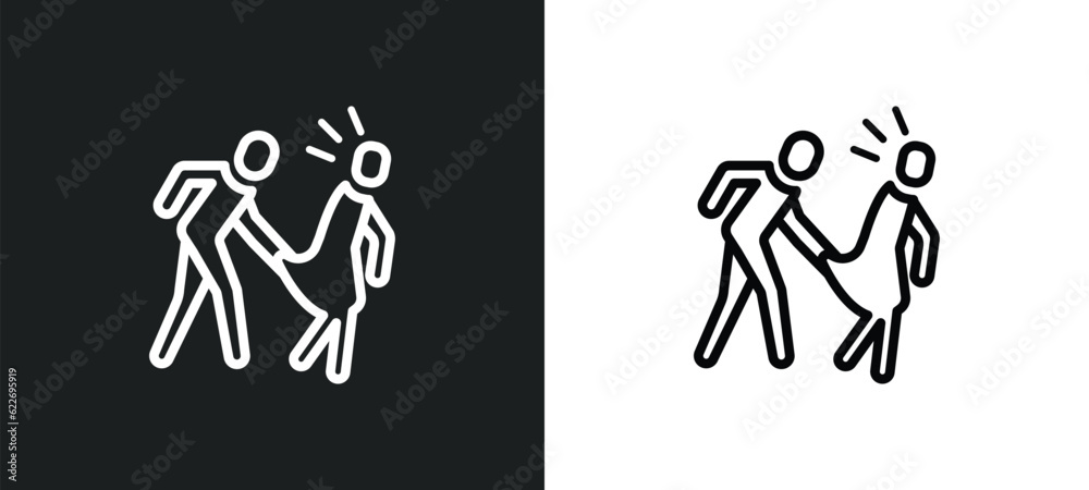 sexual harassment outline icon in white and black colors. sexual ...