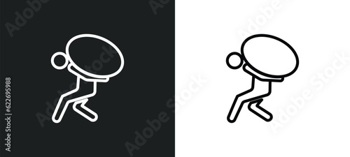 burden outline icon in white and black colors. burden flat vector icon from people collection for web, mobile apps and ui.