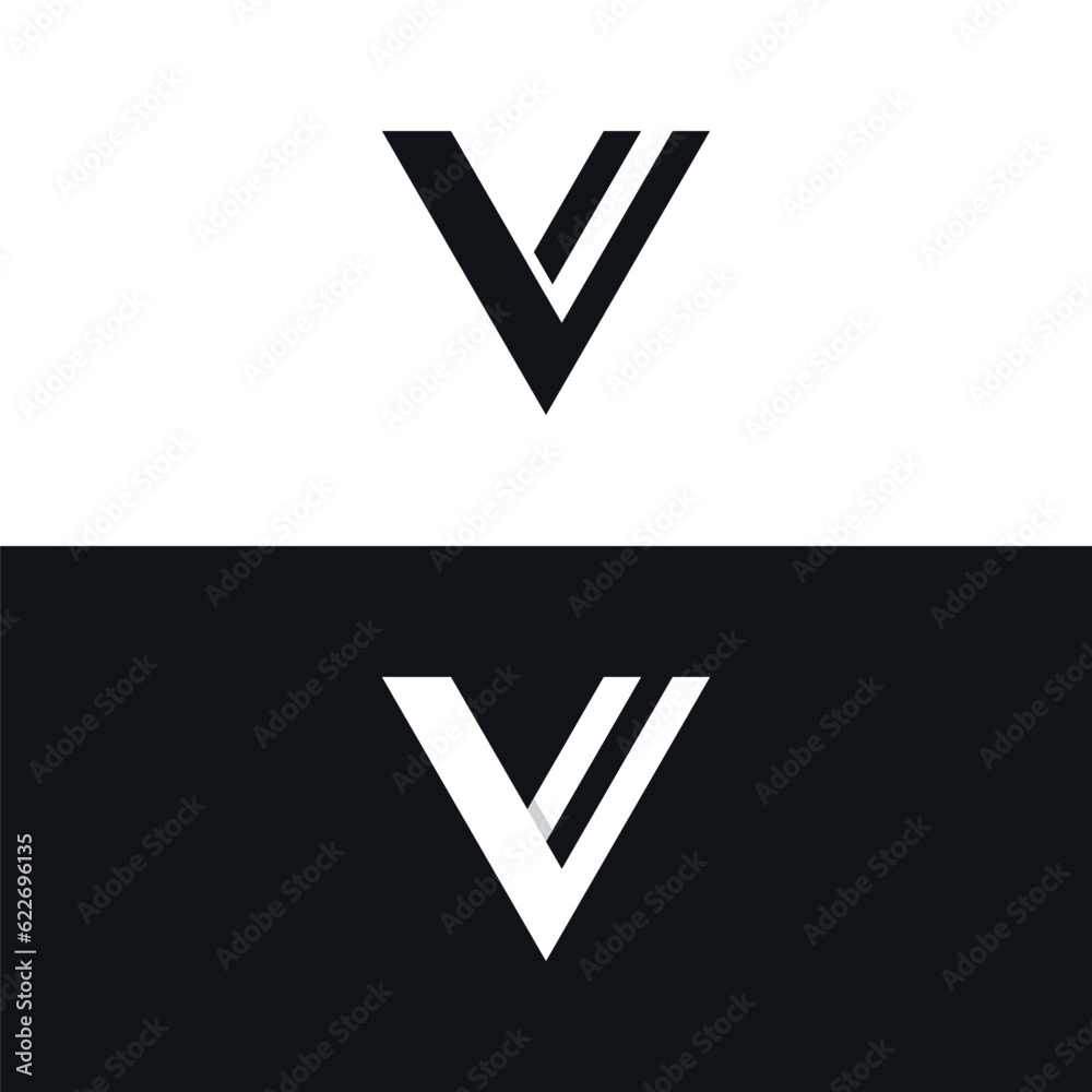 Initial V Minimal letter logo template design with modern and luxury ...