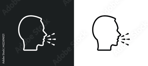 cough outline icon in white and black colors. cough flat vector icon from people collection for web, mobile apps and ui.
