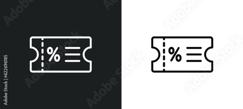 discount voucher outline icon in white and black colors. discount voucher flat vector icon from payment methods collection for web, mobile apps and ui.