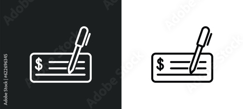 cheque outline icon in white and black colors. cheque flat vector icon from payment collection for web, mobile apps and ui.