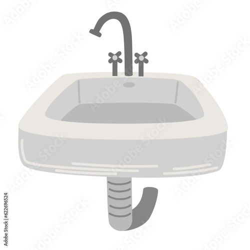 Home sink. Furniture for the toilet, bathroom and kitchen. Vector illustration in flat style isolated on white background