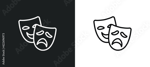 theatre masks outline icon in white and black colors. theatre masks flat vector icon from party collection for web, mobile apps and ui.