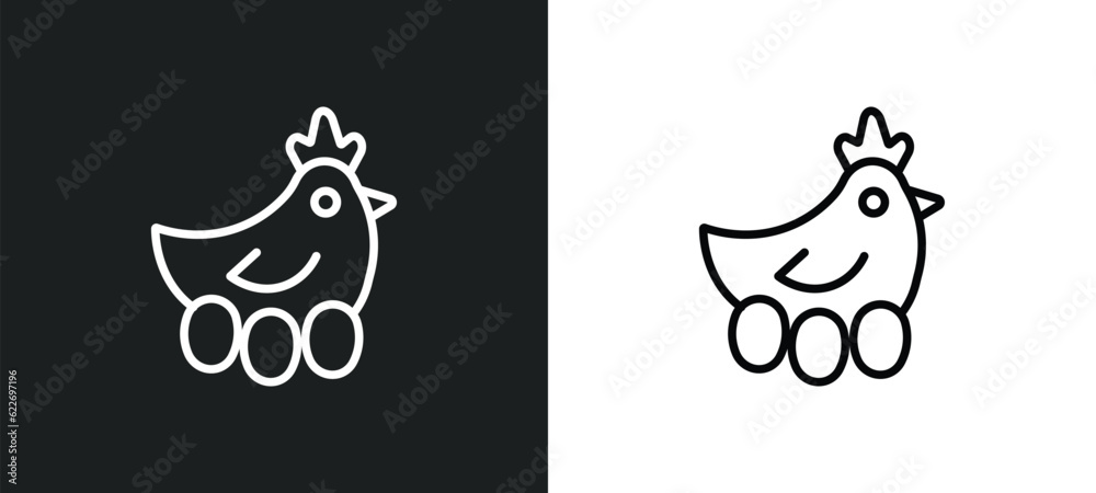 Obraz premium chichen hen outline icon in white and black colors. chichen hen flat vector icon from other collection for web, mobile apps and ui.