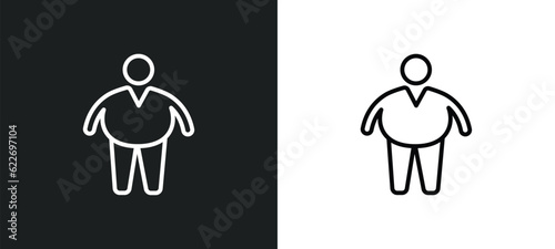 overweight outline icon in white and black colors. overweight flat vector icon from other collection for web, mobile apps and ui.