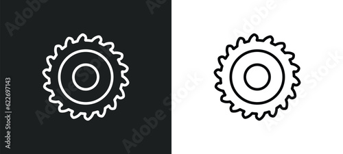 saw blade outline icon in white and black colors. saw blade flat vector icon from other collection for web, mobile apps and ui.