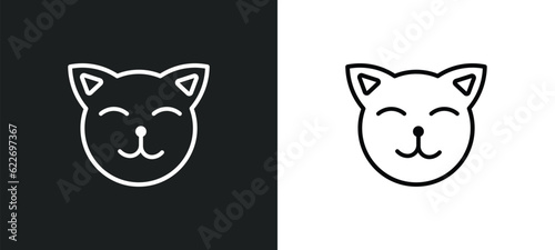 Fototapeta Naklejka Na Ścianę i Meble -  japanese cat outline icon in white and black colors. japanese cat flat vector icon from other collection for web, mobile apps and ui.
