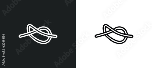 rope tied outline icon in white and black colors. rope tied flat vector icon from nautical collection for web, mobile apps and ui.