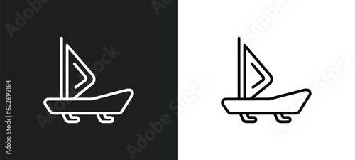 iceboat outline icon in white and black colors. iceboat flat vector icon from nautical collection for web, mobile apps and ui.