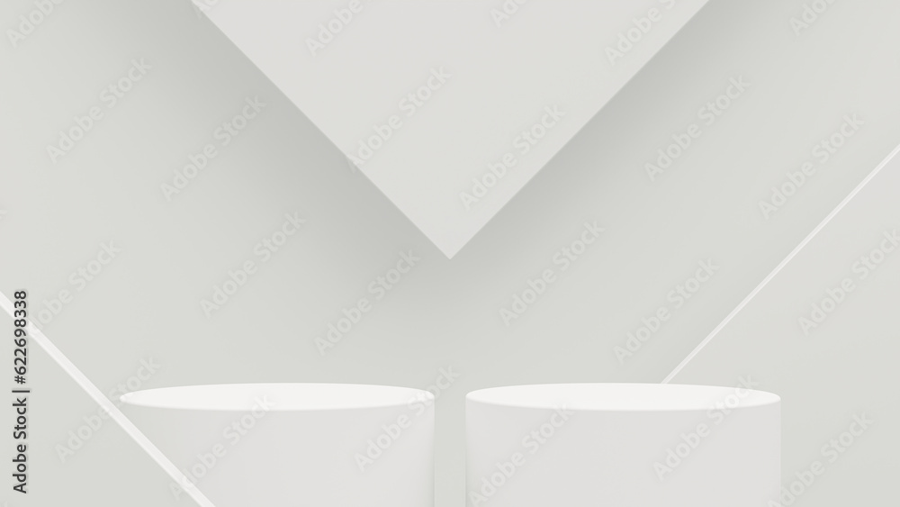 3d display product abstract minimal scene with geometric podium platform. gray background 3d rendering with podium. stand for cosmetic products. Stage showcase on pedestal 3d white studio