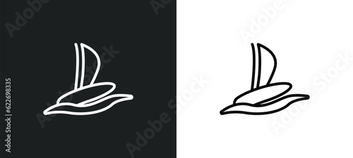 windsurf board outline icon in white and black colors. windsurf board flat vector icon from nautical collection for web, mobile apps and ui.
