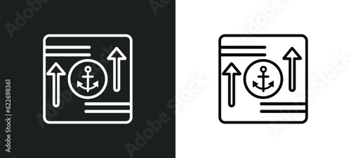 sea package outline icon in white and black colors. sea package flat vector icon from nautical collection for web, mobile apps and ui.