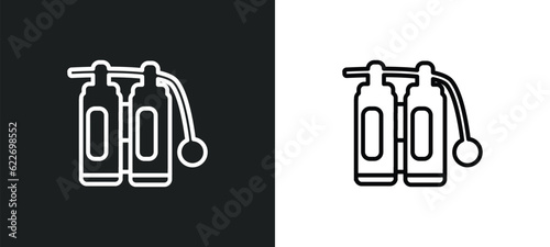 double air tank outline icon in white and black colors. double air tank flat vector icon from nautical collection for web, mobile apps and ui.