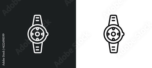water resist watch outline icon in white and black colors. water resist watch flat vector icon from nautical collection for web, mobile apps and ui.