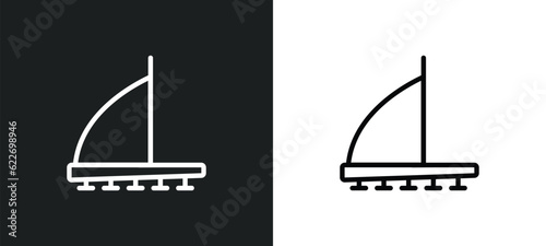 iceboat outline icon in white and black colors. iceboat flat vector icon from nautical collection for web, mobile apps and ui.