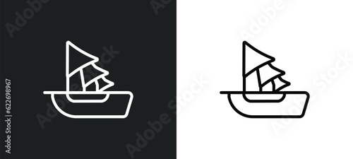 caravel outline icon in white and black colors. caravel flat vector icon from nautical collection for web, mobile apps and ui.