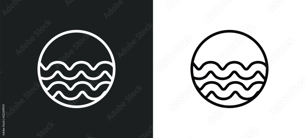 sea outline icon in white and black colors. sea flat vector icon from nautical collection for web, mobile apps and ui.