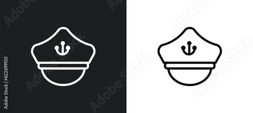 sailor hat outline icon in white and black colors. sailor hat flat vector icon from nautical collection for web, mobile apps and ui.