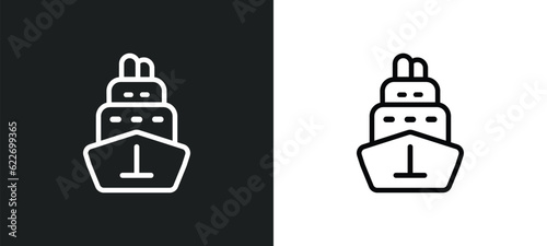 cruise ship outline icon in white and black colors. cruise ship flat vector icon from nautical collection for web, mobile apps and ui.