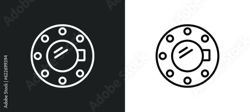 boat porthole outline icon in white and black colors. boat porthole flat vector icon from nautical collection for web, mobile apps and ui.