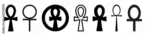 Ankh icons set. Egyptian cross symbol. Vector illustration isolated on white background. photo
