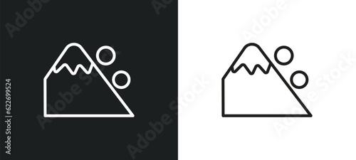 snowslide outline icon in white and black colors. snowslide flat vector icon from nature collection for web, mobile apps and ui.
