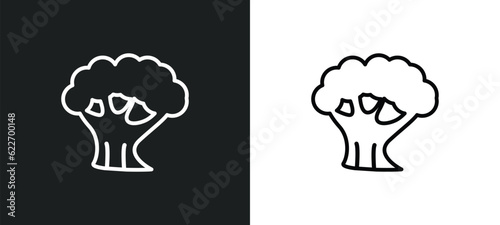 the oaks tree outline icon in white and black colors. the oaks tree flat vector icon from nature collection for web, mobile apps and ui.