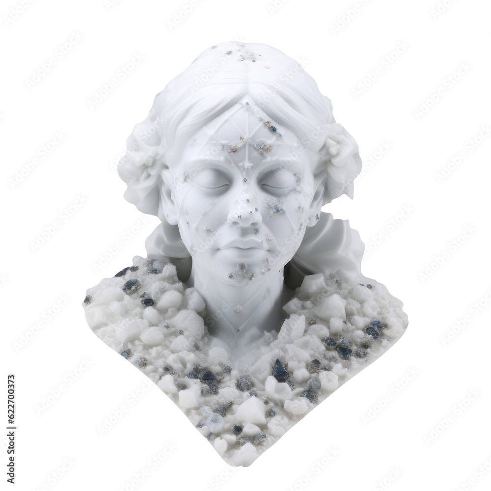 Antique classic greek sculpture head isolated on white background. Generative AI Antique classic greek sculpture head isolated on white background. Generative AI