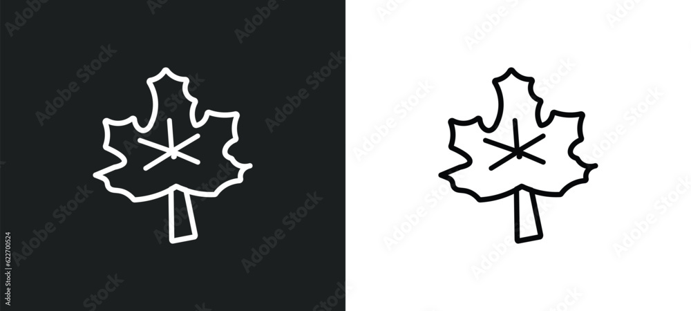 autumn leaves outline icon in white and black colors. autumn leaves flat vector icon from nature collection for web, mobile apps and ui.