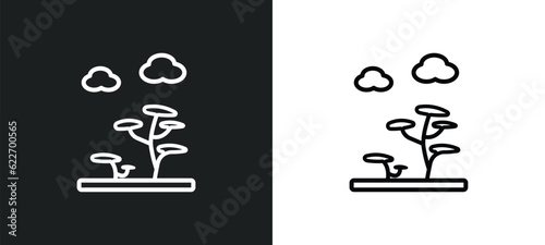 savannah outline icon in white and black colors. savannah flat vector icon from nature collection for web, mobile apps and ui.