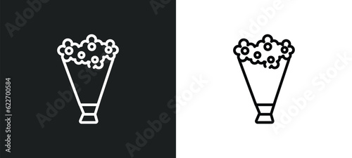 flower bouquet outline icon in white and black colors. flower bouquet flat vector icon from nature collection for web, mobile apps and ui.