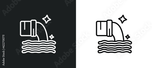 waste water outline icon in white and black colors. waste water flat vector icon from nature collection for web, mobile apps and ui.