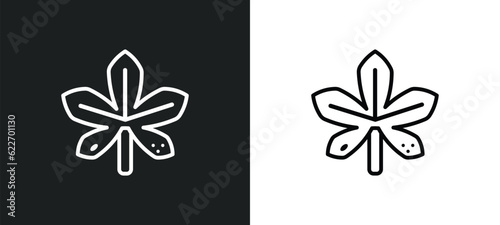 chestnut leaf outline icon in white and black colors. chestnut leaf flat vector icon from nature collection for web, mobile apps and ui.