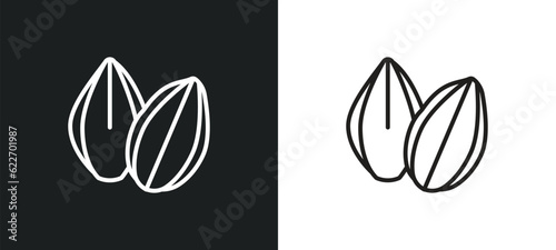 almond outline icon in white and black colors. almond flat vector icon from nature collection for web, mobile apps and ui.