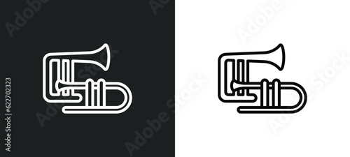 trombone outline icon in white and black colors. trombone flat vector icon from music collection for web, mobile apps and ui.