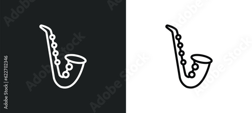 saxophone outline icon in white and black colors. saxophone flat vector icon from music collection for web, mobile apps and ui.
