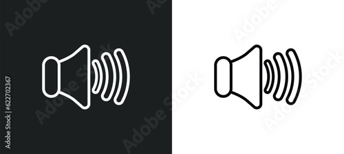 low volume speaker outline icon in white and black colors. low volume speaker flat vector icon from music and media collection for web, mobile apps and ui.