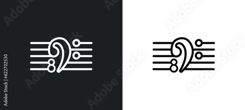 octave clef outline icon in white and black colors. octave clef flat vector icon from music and media collection for web, mobile apps and ui.