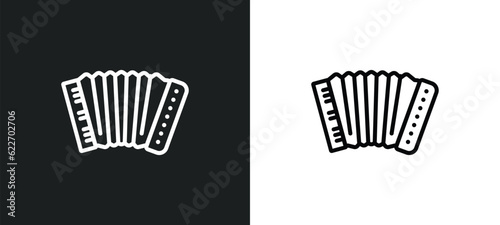 accordionist outline icon in white and black colors. accordionist flat vector icon from music collection for web, mobile apps and ui.