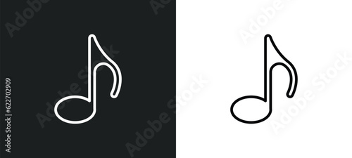 quaver note outline icon in white and black colors. quaver note flat vector icon from music collection for web, mobile apps and ui. photo