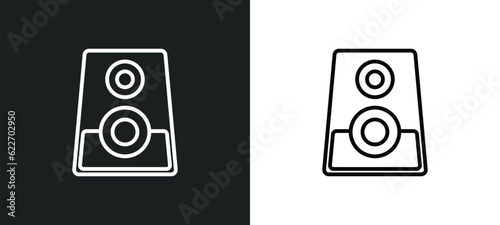 subwoofer speaker outline icon in white and black colors. subwoofer speaker flat vector icon from music collection for web, mobile apps and ui.