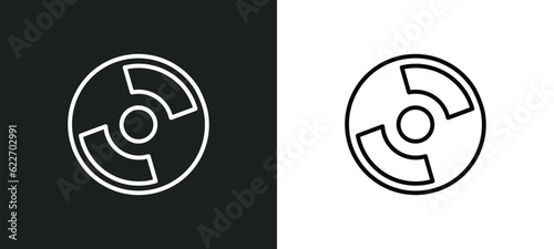 vynil outline icon in white and black colors. vynil flat vector icon from music collection for web, mobile apps and ui.