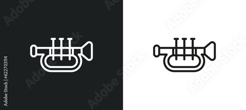 cornet outline icon in white and black colors. cornet flat vector icon from music collection for web, mobile apps and ui.