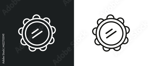 tambourine outline icon in white and black colors. tambourine flat vector icon from music collection for web, mobile apps and ui.